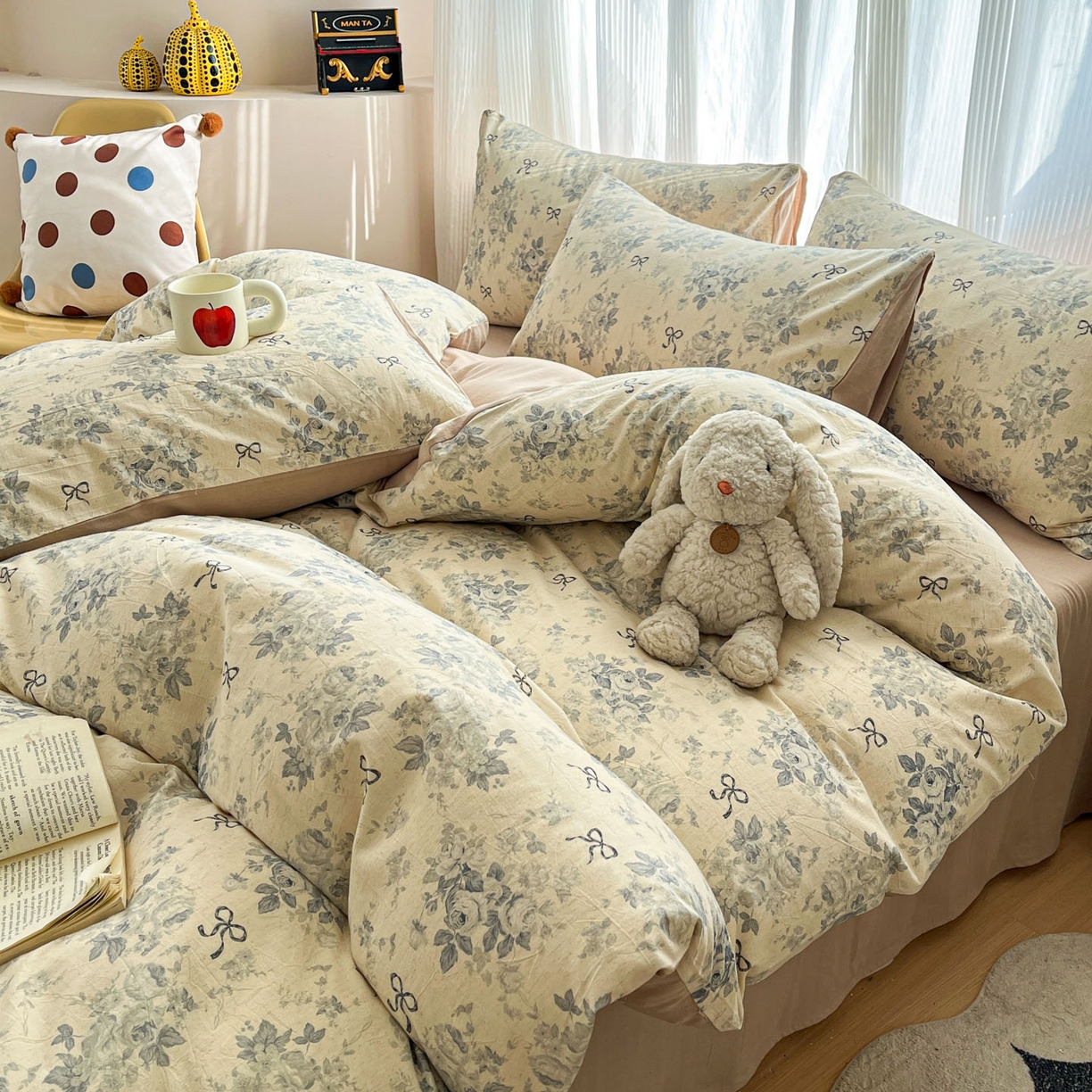 91家纺网 家纺一手货源 找家纺 寐居家纺 2026新款A类复古棉麻四件套 蝶语花眠