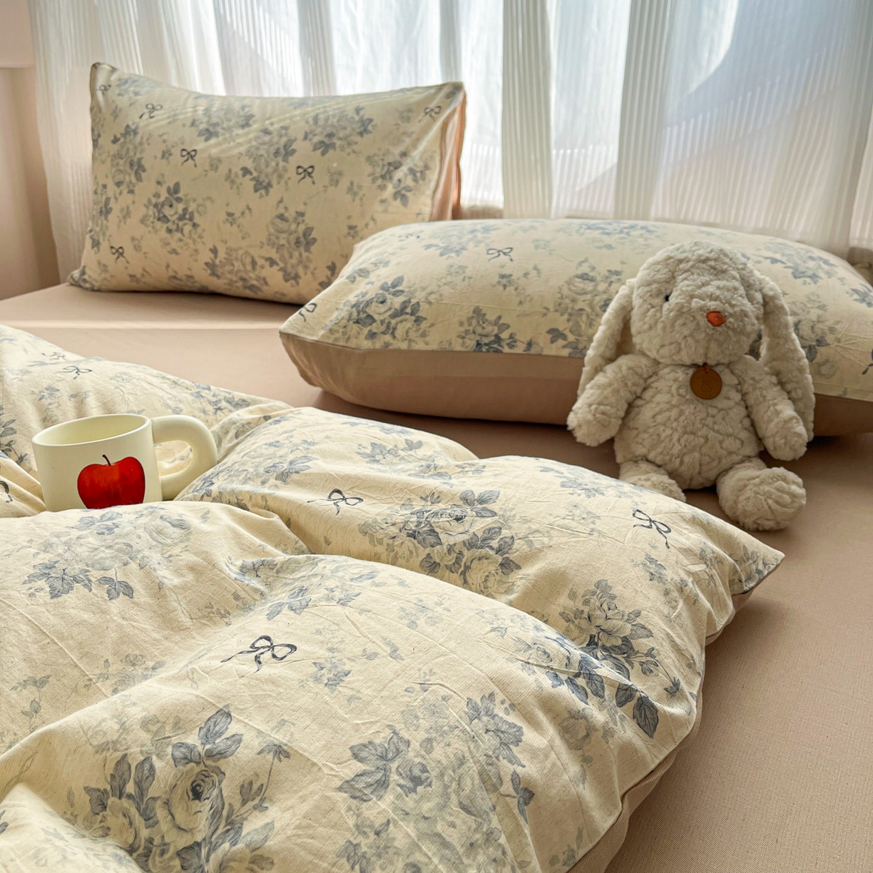 91家纺网 家纺一手货源 找家纺 寐居家纺 2026新款A类复古棉麻四件套 蝶语花眠