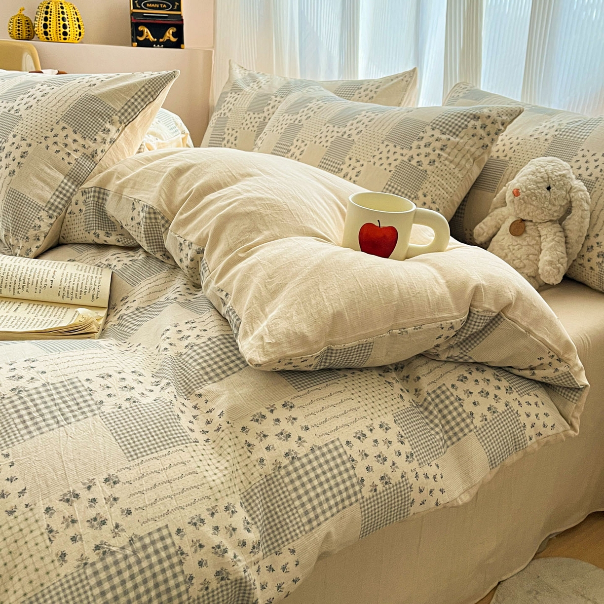 91家纺网 家纺一手货源 找家纺 寐居家纺 2026新款A类复古棉麻四件套 花格漫榻