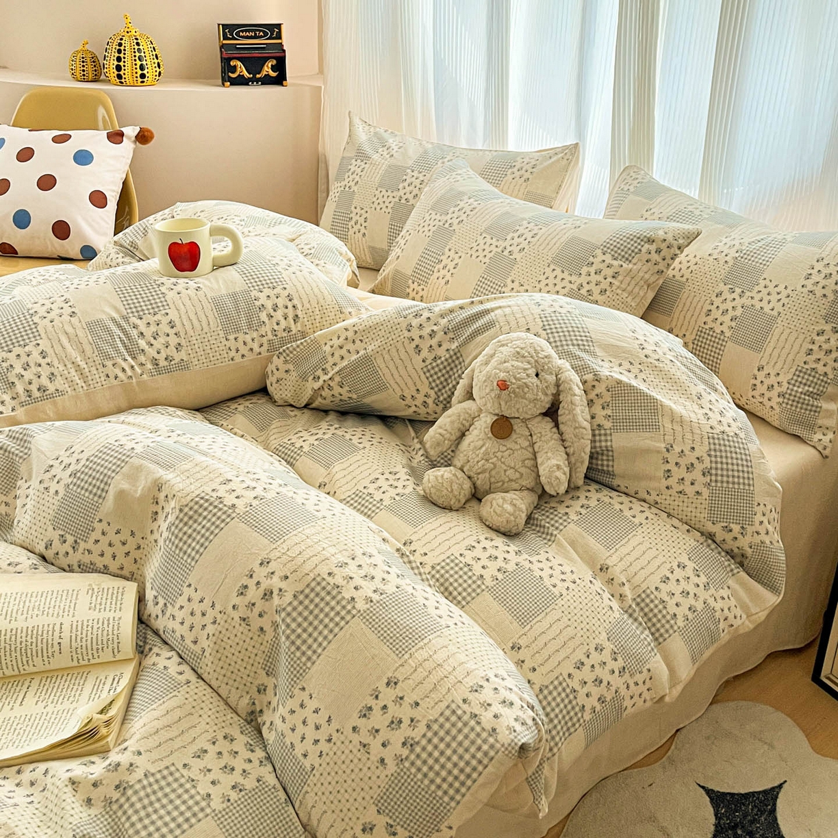 91家纺网 家纺一手货源 找家纺 寐居家纺 2026新款A类复古棉麻四件套 花格漫榻