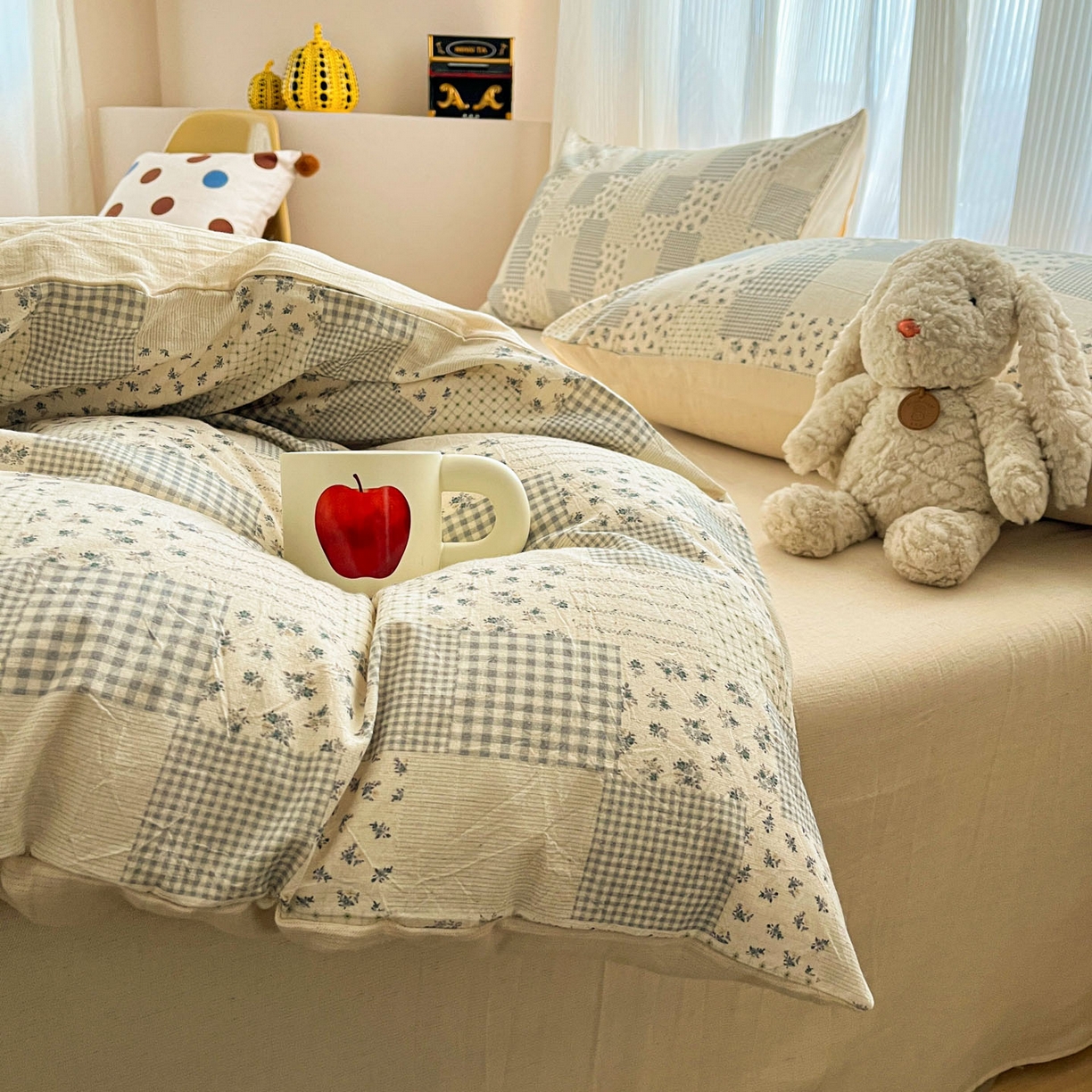 91家纺网 家纺一手货源 找家纺 寐居家纺 2026新款A类复古棉麻四件套 花格漫榻