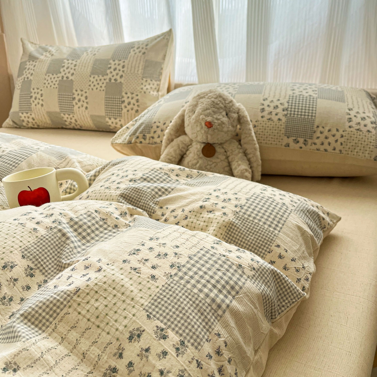 91家纺网 家纺一手货源 找家纺 寐居家纺 2026新款A类复古棉麻四件套 花格漫榻