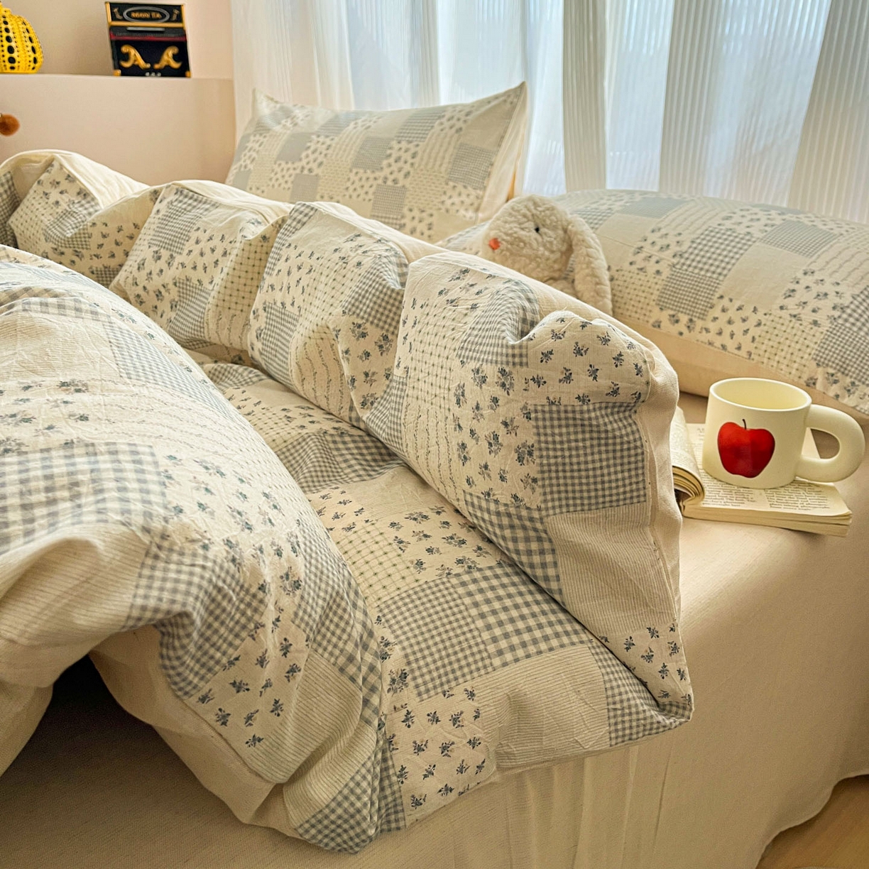 91家纺网 家纺一手货源 找家纺 寐居家纺 2026新款A类复古棉麻四件套 花格漫榻