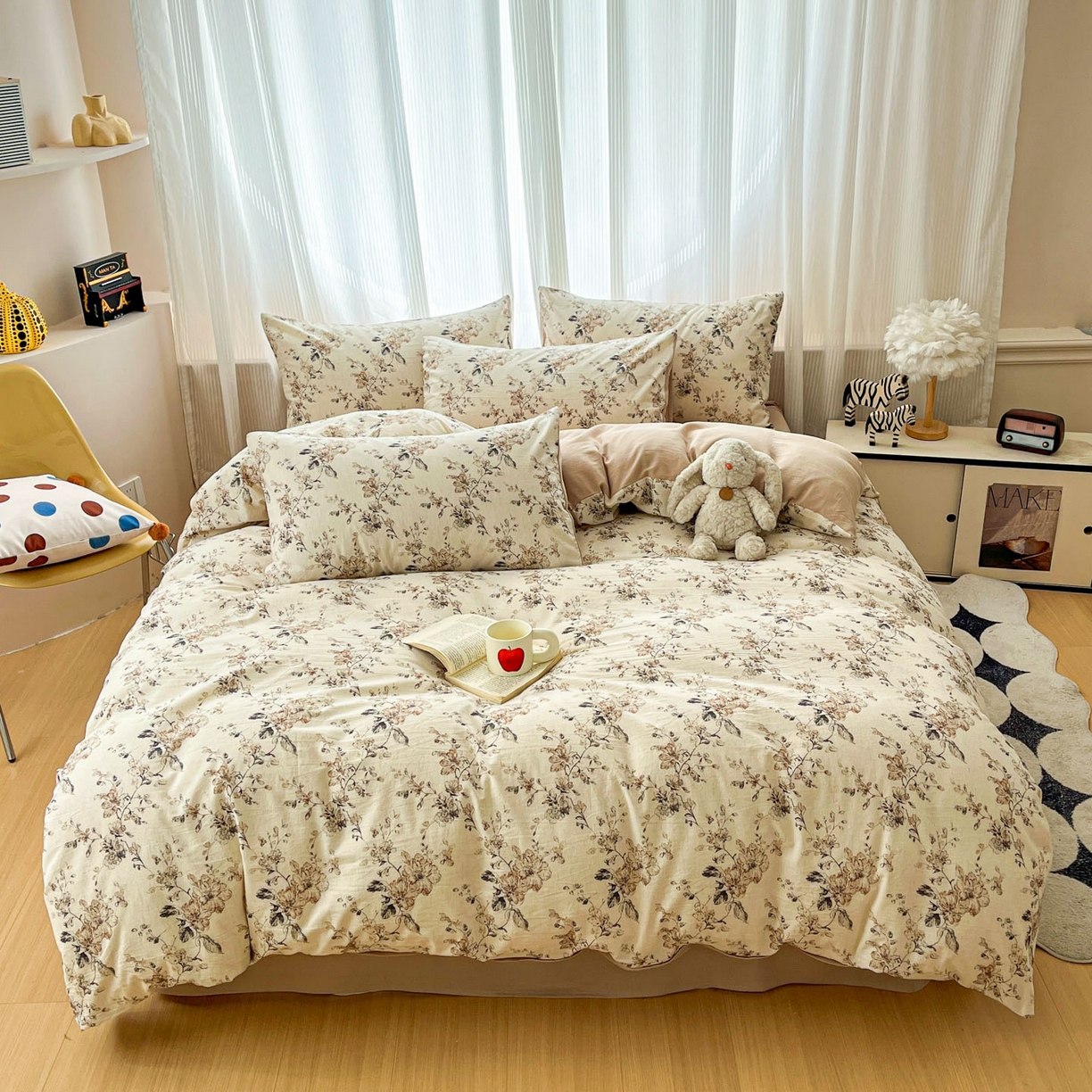 91家纺网 家纺一手货源 找家纺 寐居家纺 2026新款A类复古棉麻四件套 旧梦织枝