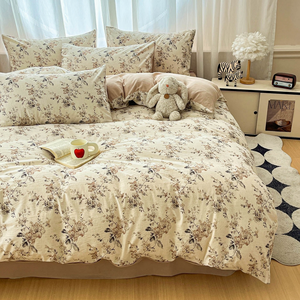 91家纺网 家纺一手货源 找家纺 寐居家纺 2026新款A类复古棉麻四件套 旧梦织枝