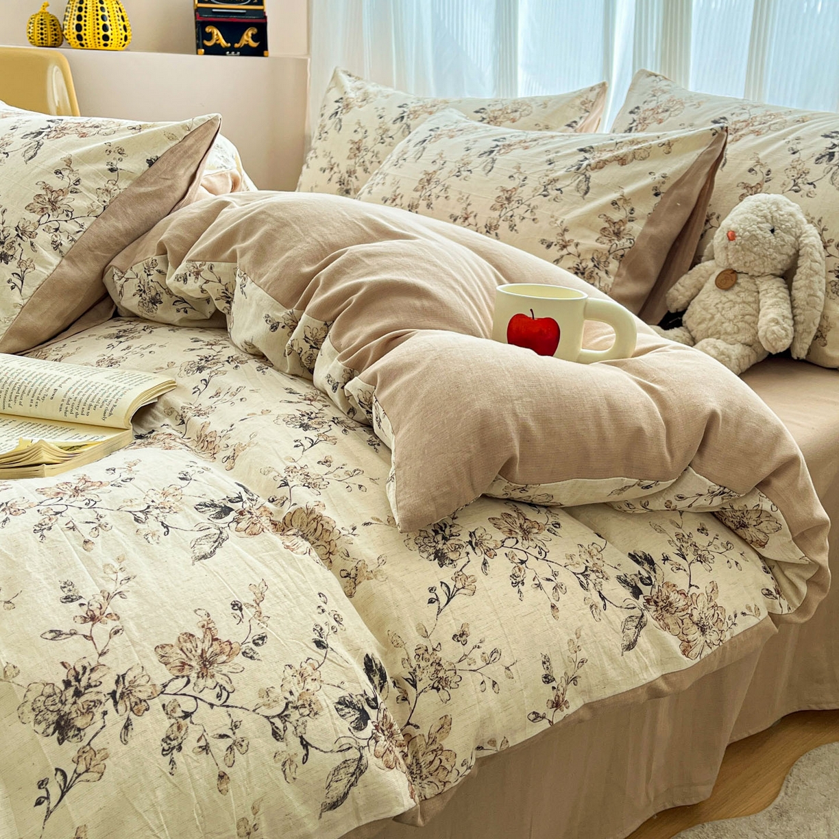 91家纺网 家纺一手货源 找家纺 寐居家纺 2026新款A类复古棉麻四件套 旧梦织枝