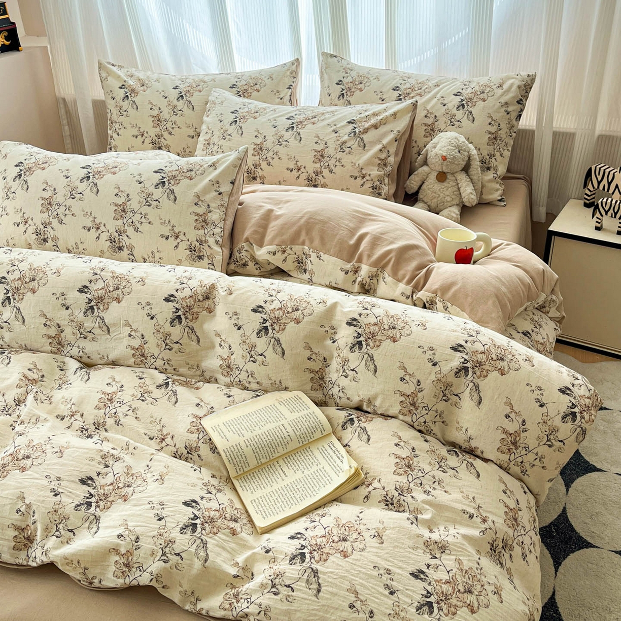 91家纺网 家纺一手货源 找家纺 寐居家纺 2026新款A类复古棉麻四件套 旧梦织枝