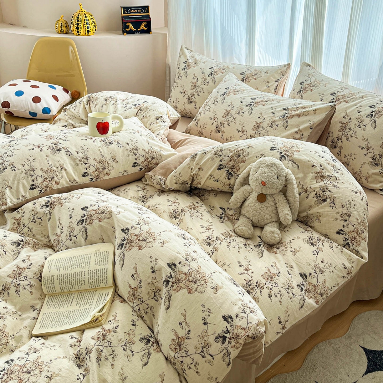 91家纺网 家纺一手货源 找家纺 寐居家纺 2026新款A类复古棉麻四件套 旧梦织枝