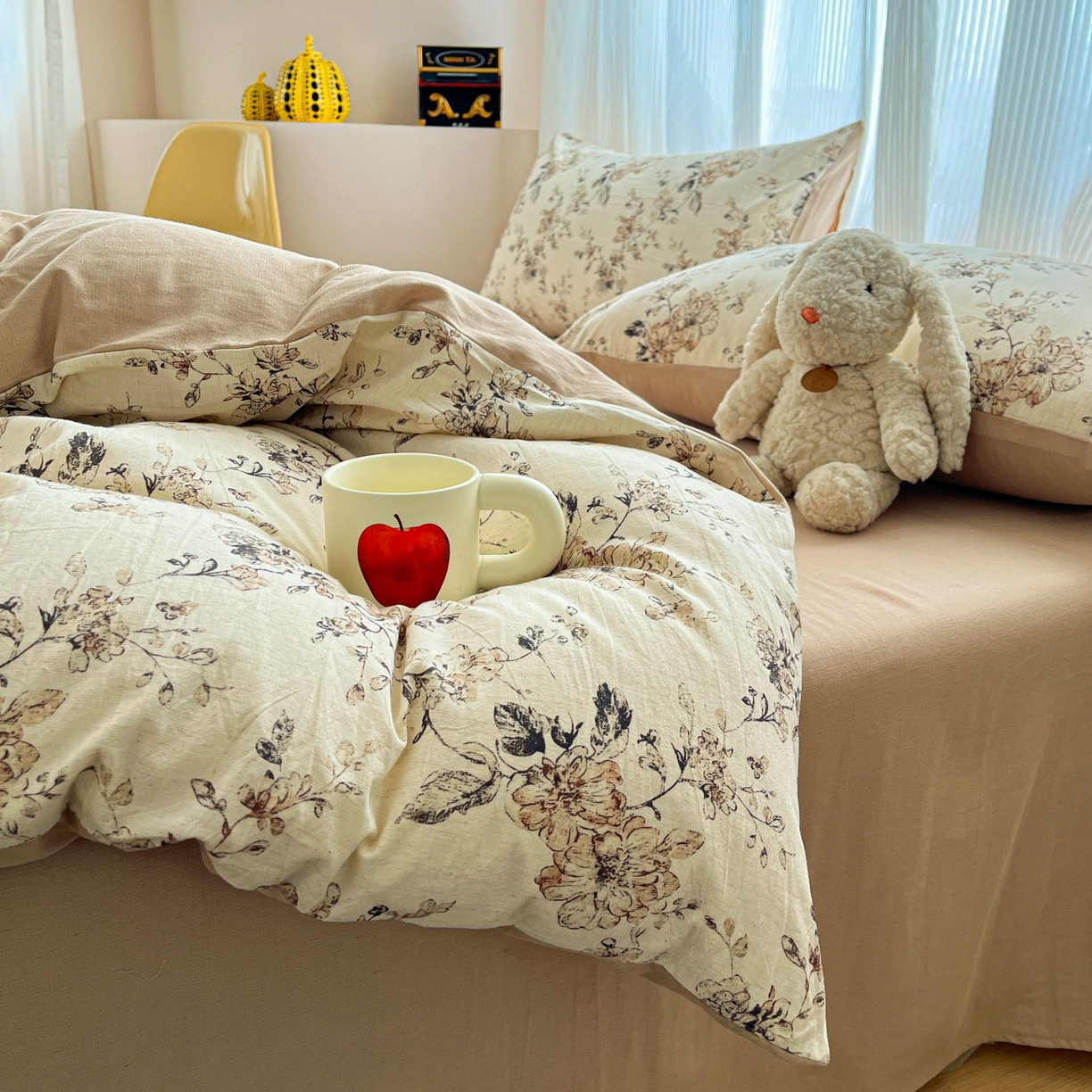 91家纺网 家纺一手货源 找家纺 寐居家纺 2026新款A类复古棉麻四件套 旧梦织枝