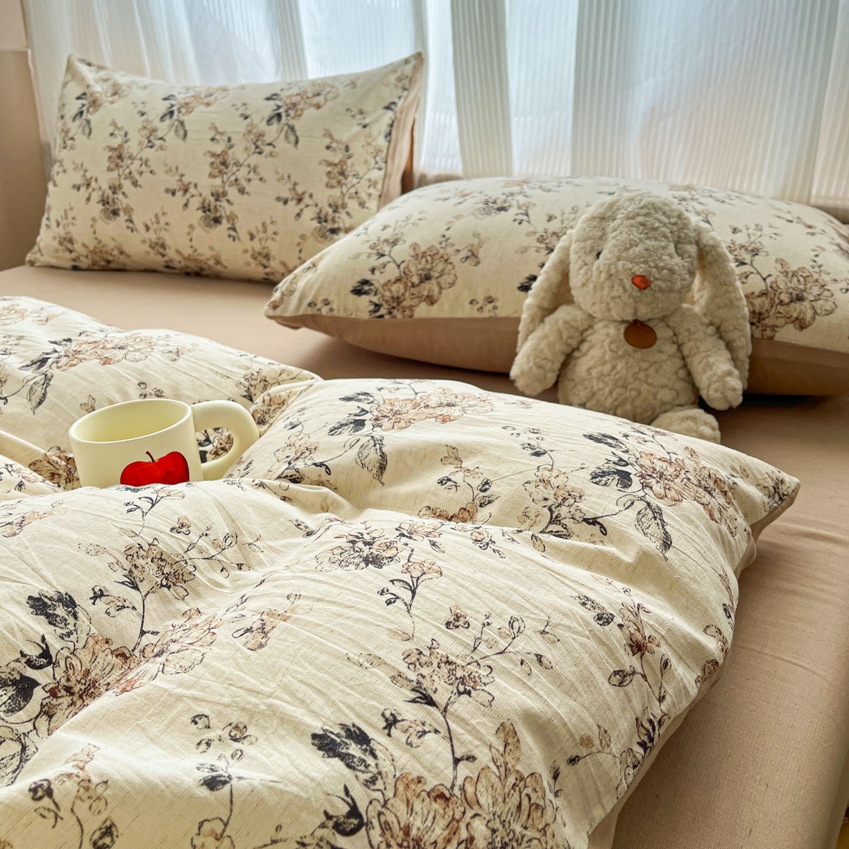 91家纺网 家纺一手货源 找家纺 寐居家纺 2026新款A类复古棉麻四件套 旧梦织枝