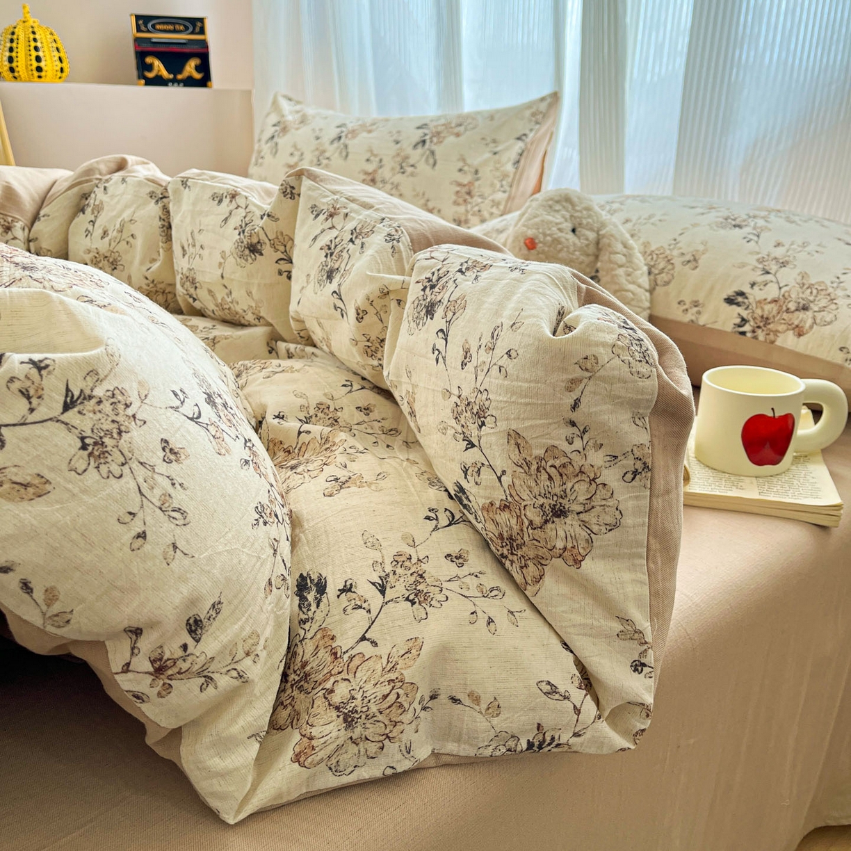 91家纺网 家纺一手货源 找家纺 寐居家纺 2026新款A类复古棉麻四件套 旧梦织枝