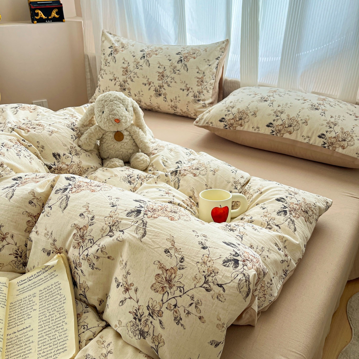 91家纺网 家纺一手货源 找家纺 寐居家纺 2026新款A类复古棉麻四件套 旧梦织枝