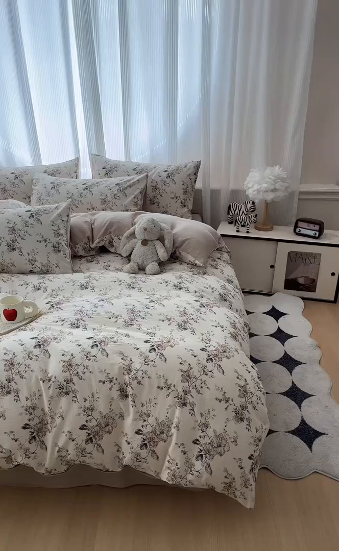 91家纺网 家纺一手货源 找家纺 寐居家纺 2026新款A类复古棉麻四件套 旧梦织枝