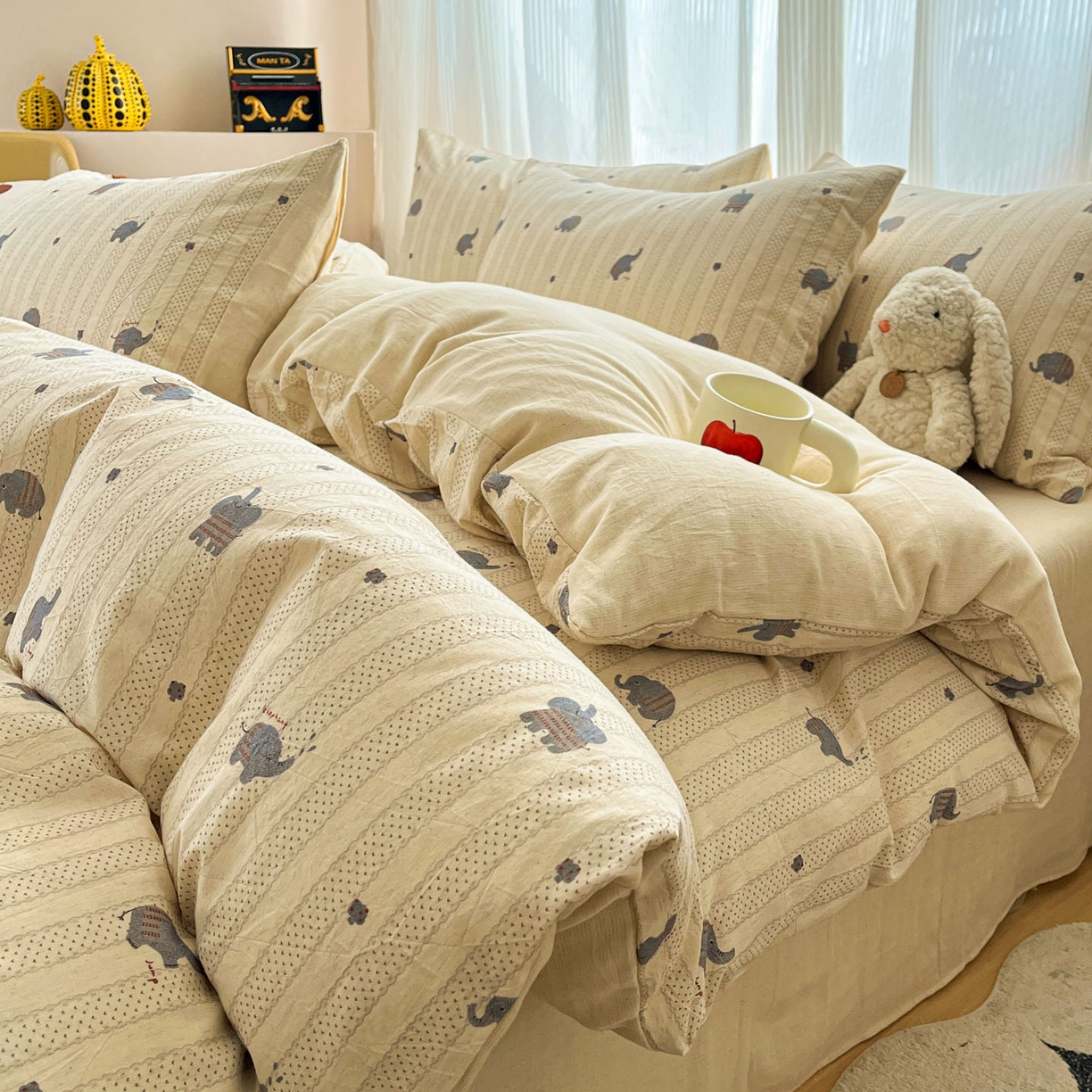 寐居家纺 2026新款A类复古棉麻四件套 棉麻象语