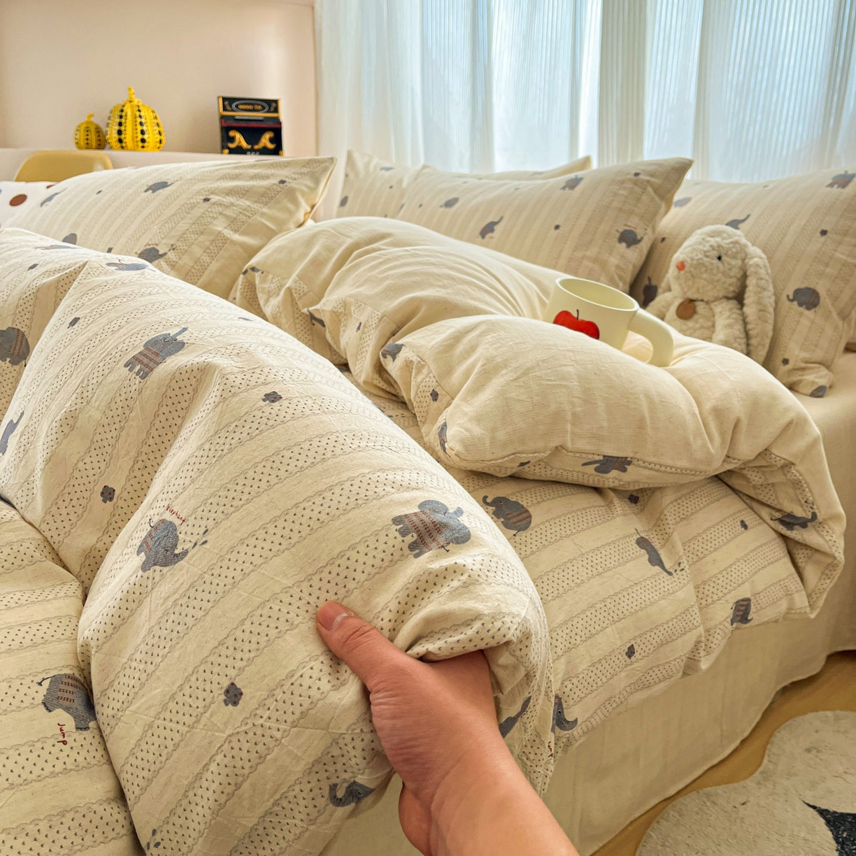 91家纺网 家纺一手货源 找家纺 寐居家纺 2026新款A类复古棉麻四件套 棉麻象语