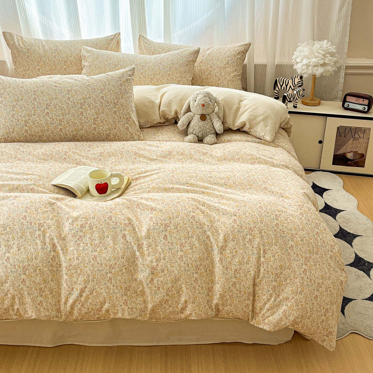 91家纺网 家纺一手货源 找家纺 寐居家纺 2026新款A类复古棉麻四件套 暖阳花绒