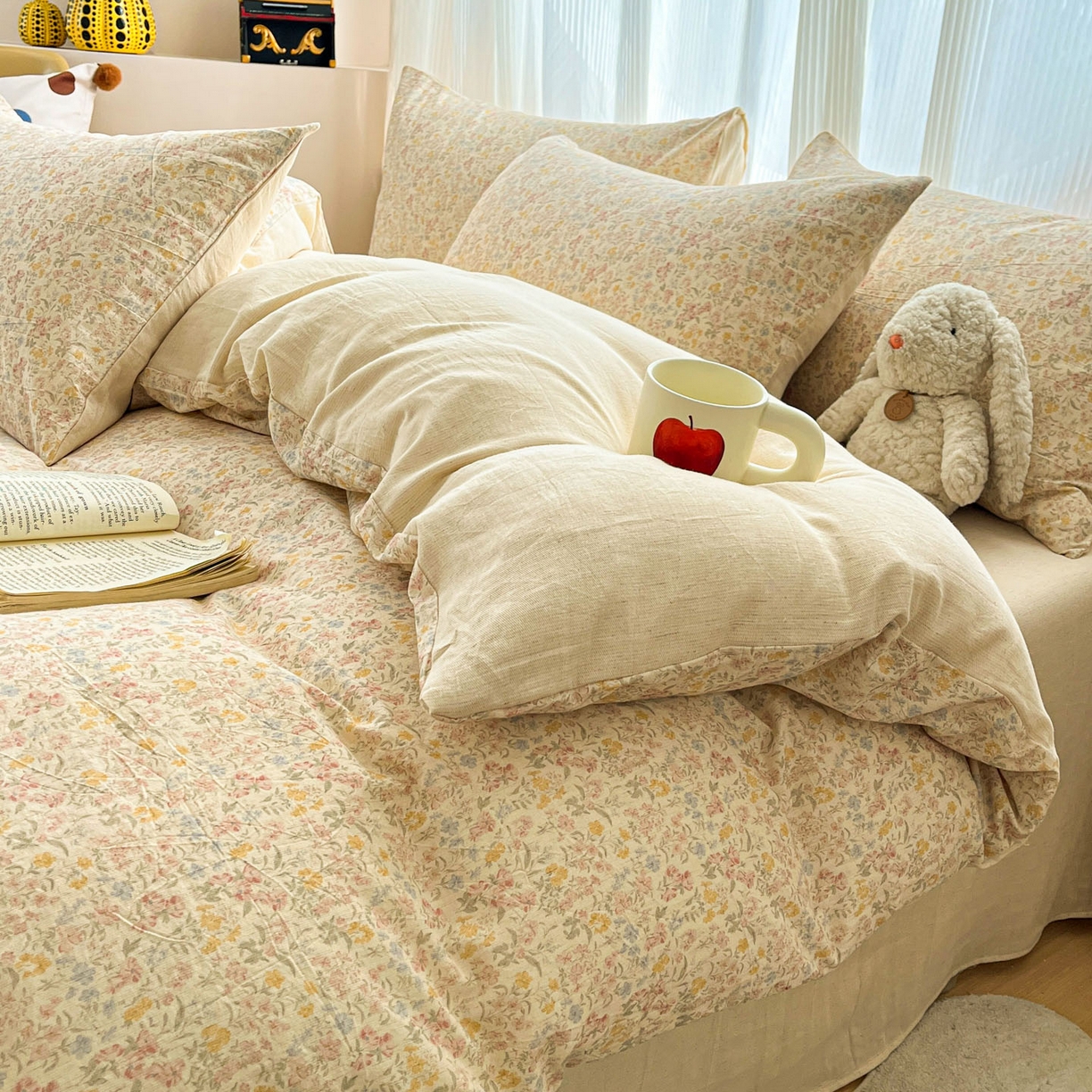 91家纺网 家纺一手货源 找家纺 寐居家纺 2026新款A类复古棉麻四件套 暖阳花绒