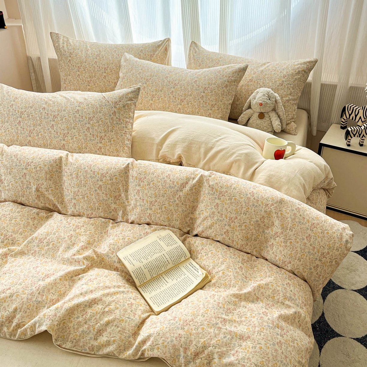 91家纺网 家纺一手货源 找家纺 寐居家纺 2026新款A类复古棉麻四件套 暖阳花绒