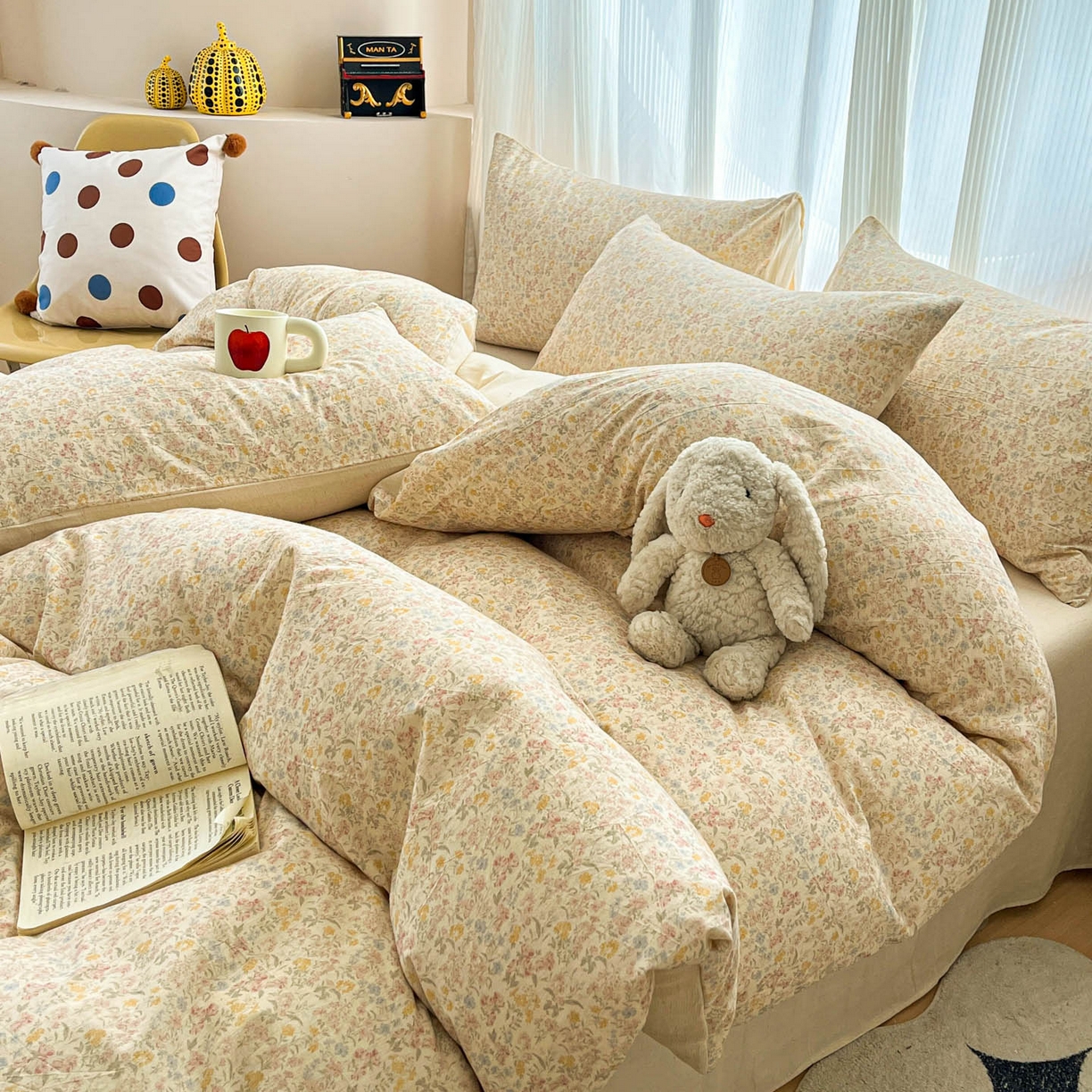 91家纺网 家纺一手货源 找家纺 寐居家纺 2026新款A类复古棉麻四件套 暖阳花绒