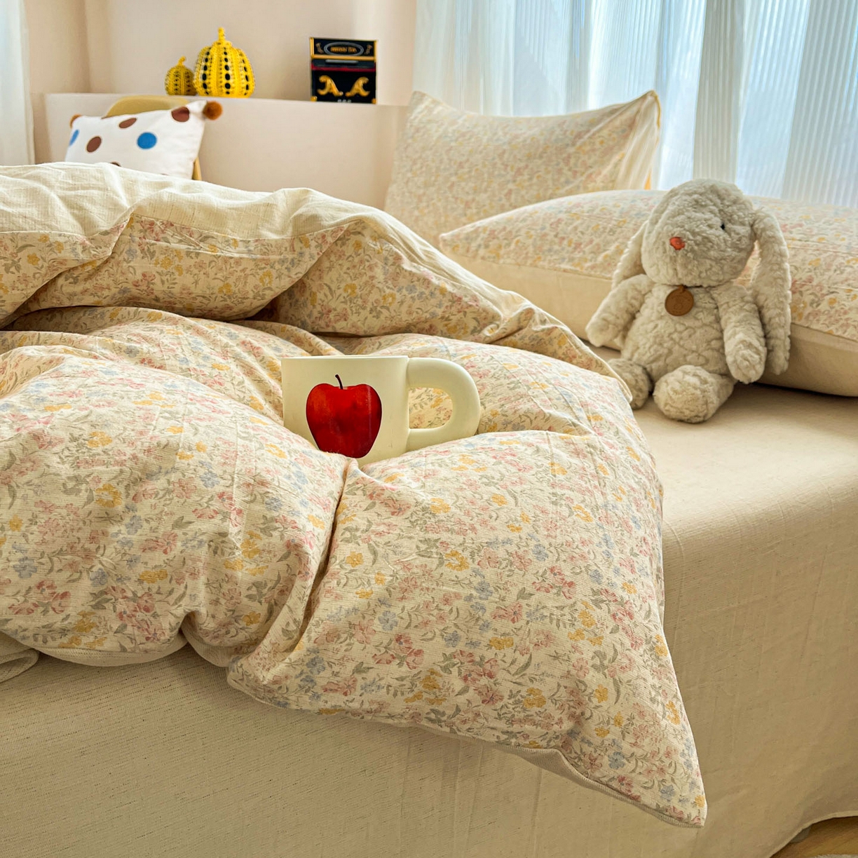 91家纺网 家纺一手货源 找家纺 寐居家纺 2026新款A类复古棉麻四件套 暖阳花绒