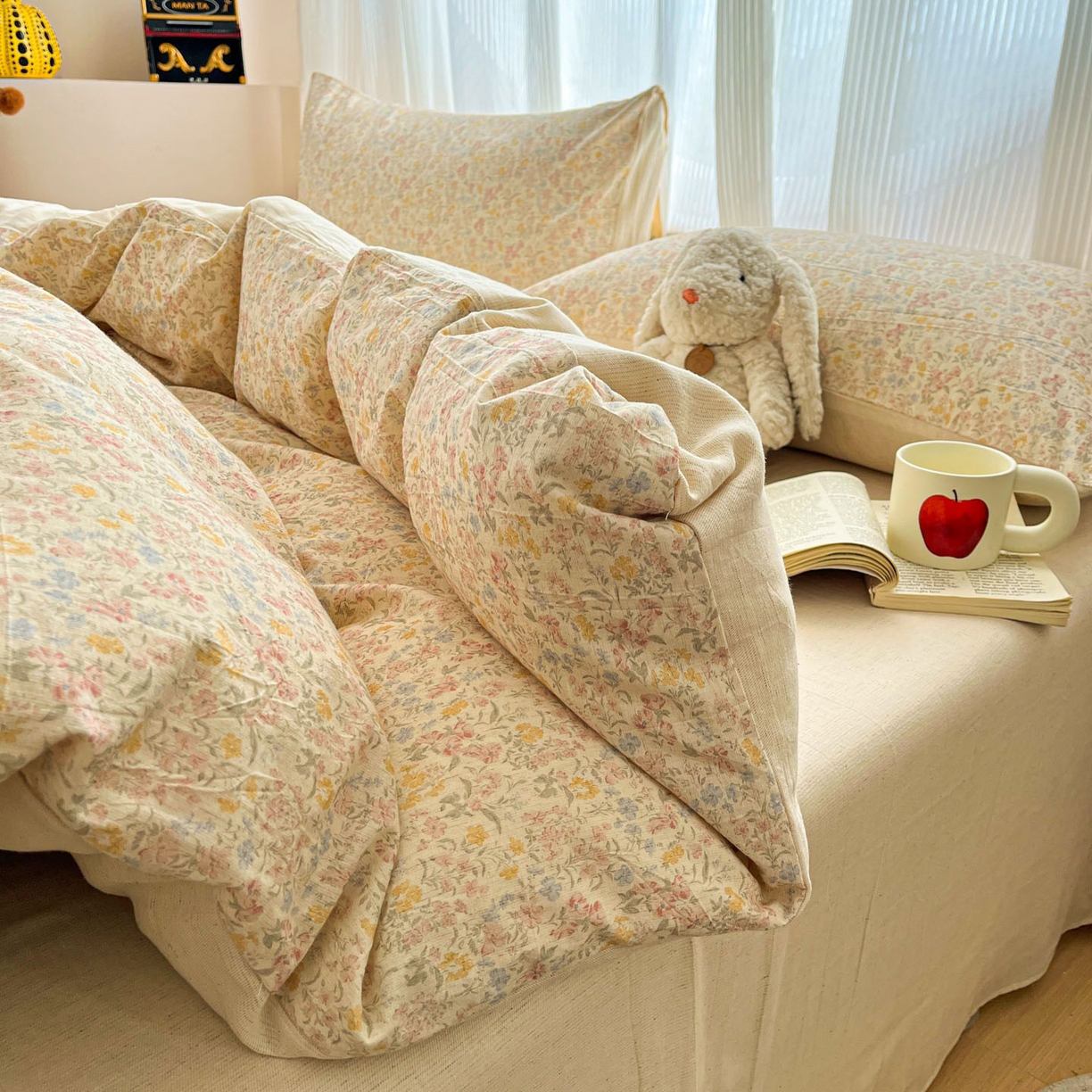 91家纺网 家纺一手货源 找家纺 寐居家纺 2026新款A类复古棉麻四件套 暖阳花绒