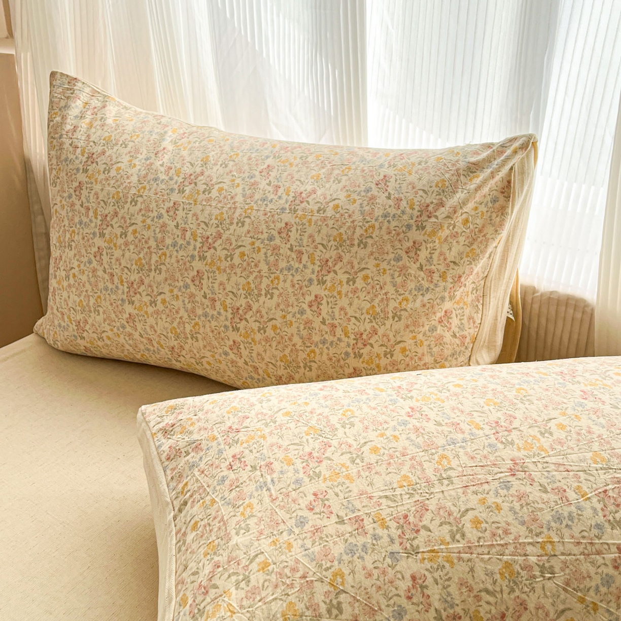 91家纺网 家纺一手货源 找家纺 寐居家纺 2026新款A类复古棉麻四件套 暖阳花绒