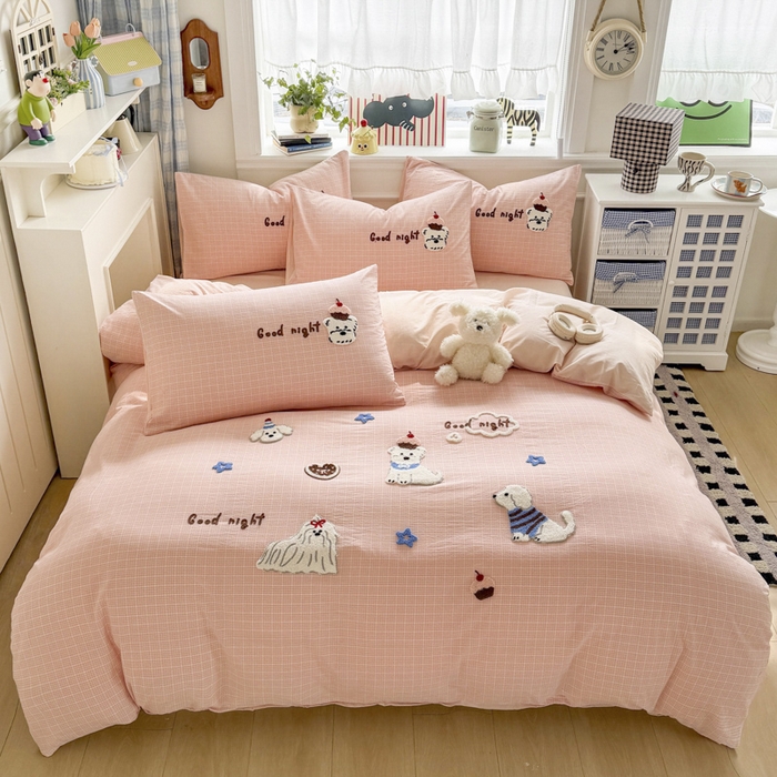 91家纺网 家纺一手货源 找家纺 （总）寐居家纺 2026新款A类色织全棉水洗棉格子毛巾绣四件套系列