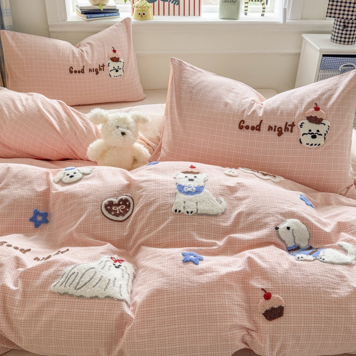 91家纺网 家纺一手货源 找家纺 （总）寐居家纺 2026新款A类色织全棉水洗棉格子毛巾绣四件套系列