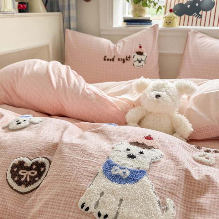 91家纺网 家纺一手货源 找家纺 （总）寐居家纺 2026新款A类色织全棉水洗棉格子毛巾绣四件套系列