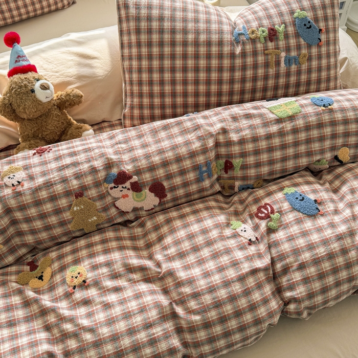 91家纺网 家纺一手货源 找家纺 寐居家纺 2026新款A类色织全棉水洗棉格子毛巾绣四件套系列 马上暴富