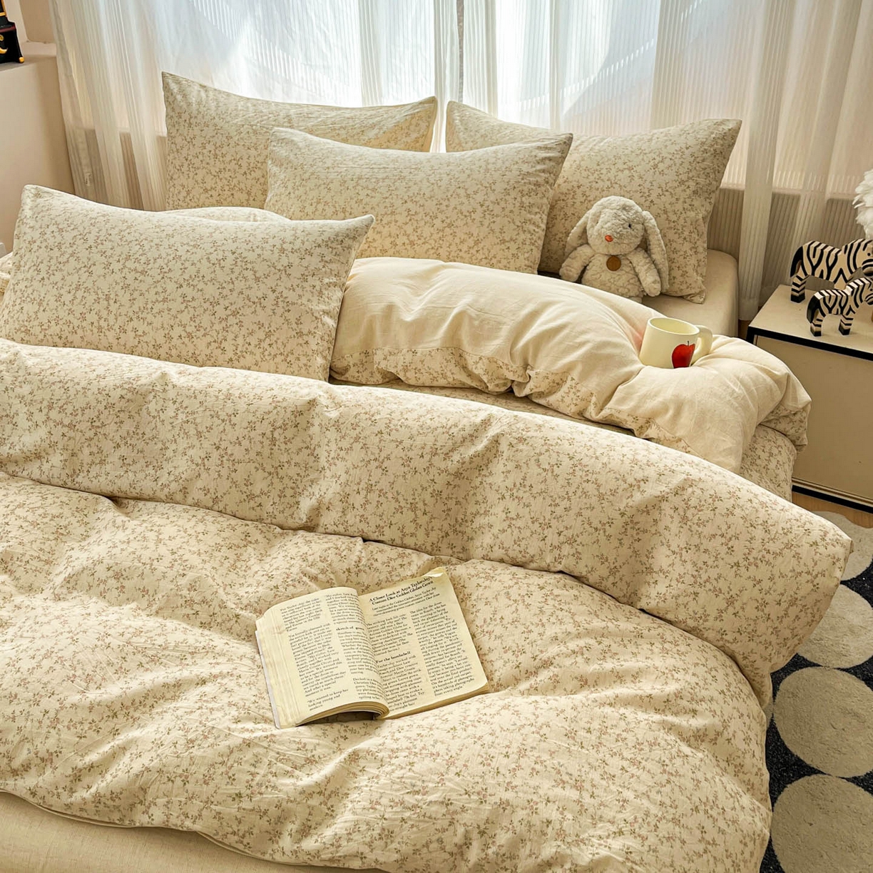 91家纺网 家纺一手货源 找家纺 寐居家纺 2026新款A类复古棉麻四件套 浅夏碎花