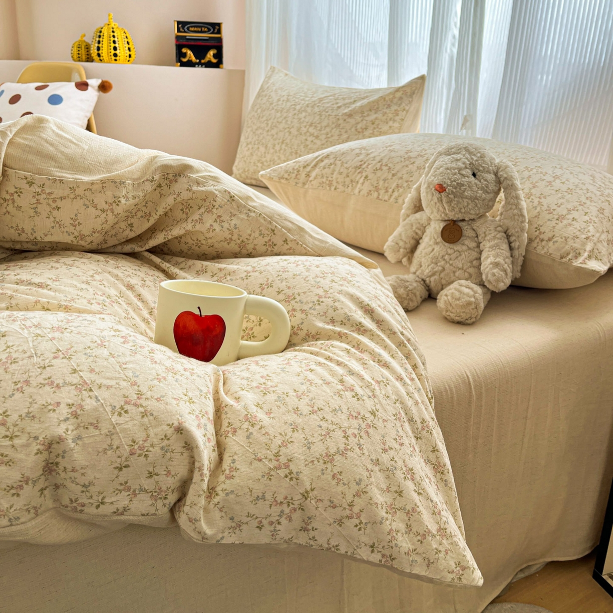 91家纺网 家纺一手货源 找家纺 寐居家纺 2026新款A类复古棉麻四件套 浅夏碎花