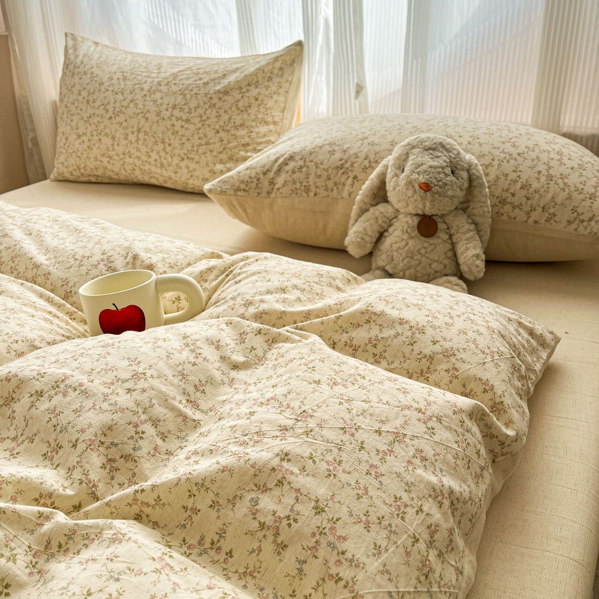 91家纺网 家纺一手货源 找家纺 寐居家纺 2026新款A类复古棉麻四件套 浅夏碎花