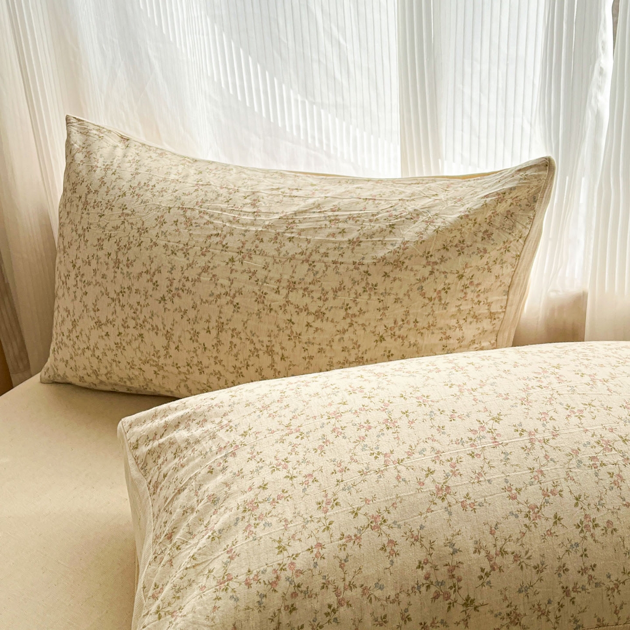 91家纺网 家纺一手货源 找家纺 寐居家纺 2026新款A类复古棉麻四件套 浅夏碎花