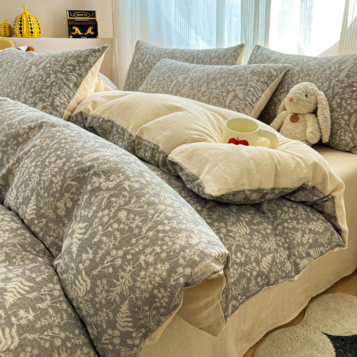 寐居家纺 2026新款A类复古棉麻四件套 深林夜语