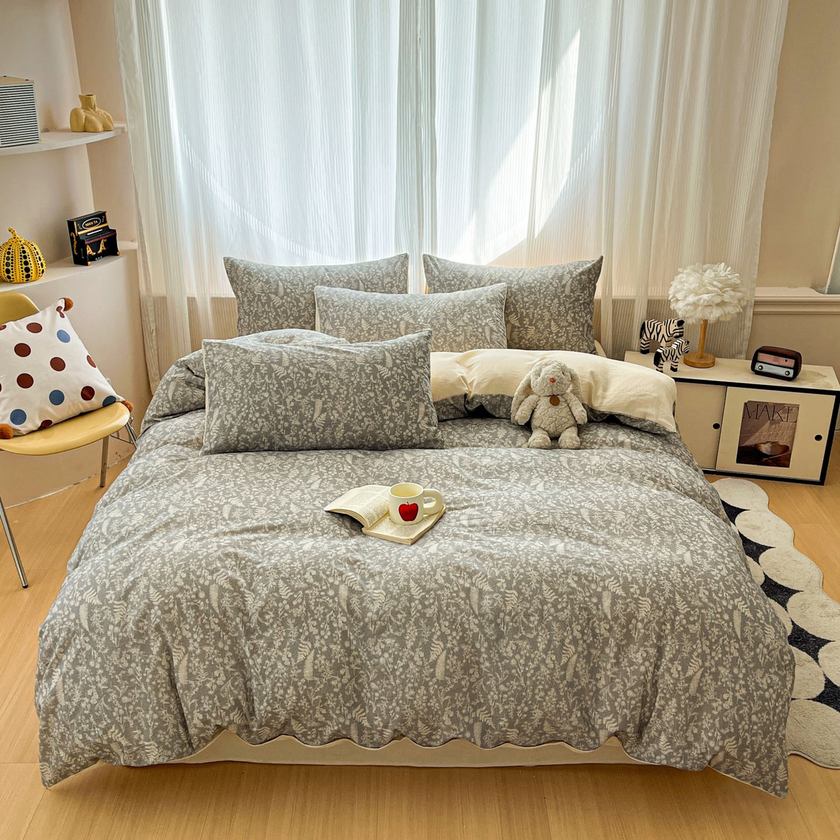 91家纺网 家纺一手货源 找家纺 寐居家纺 2026新款A类复古棉麻四件套 深林夜语