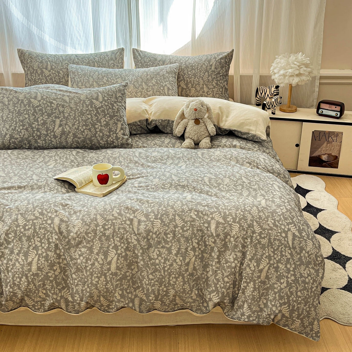 91家纺网 家纺一手货源 找家纺 寐居家纺 2026新款A类复古棉麻四件套 深林夜语