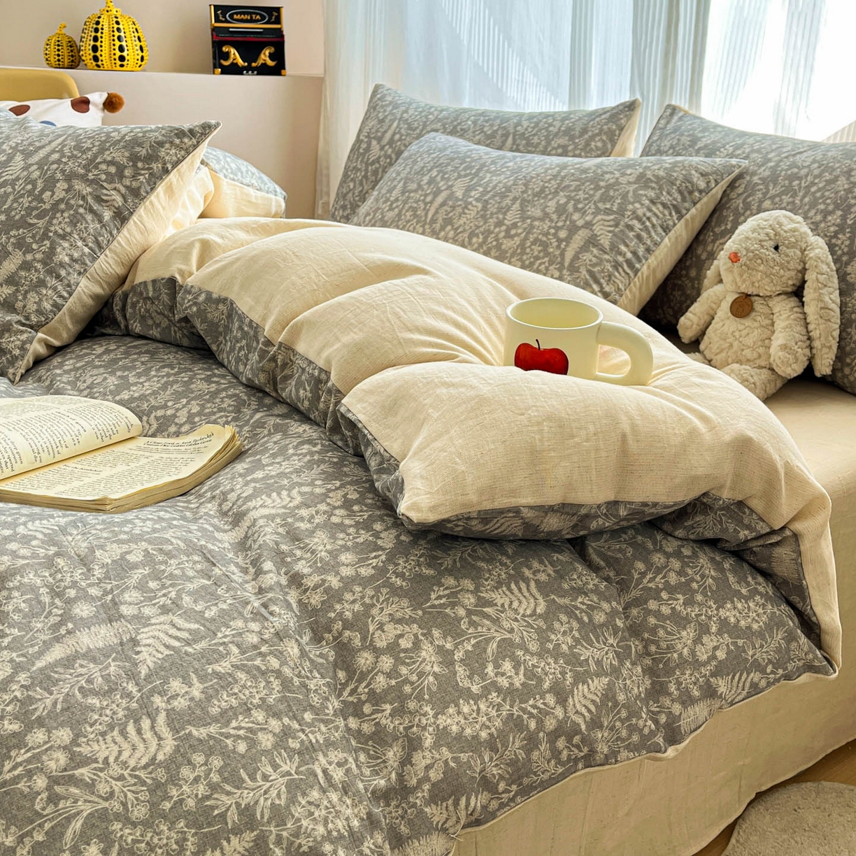 91家纺网 家纺一手货源 找家纺 寐居家纺 2026新款A类复古棉麻四件套 深林夜语