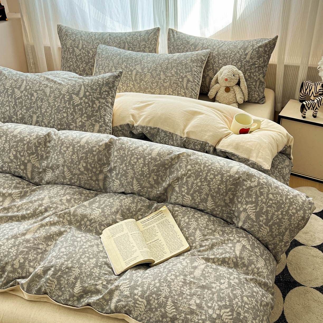 91家纺网 家纺一手货源 找家纺 寐居家纺 2026新款A类复古棉麻四件套 深林夜语