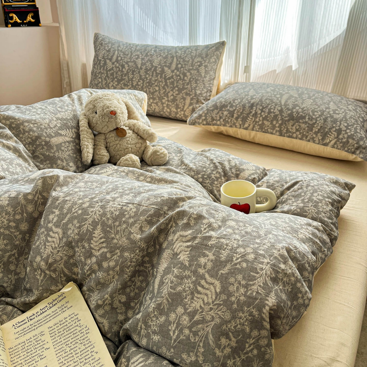 91家纺网 家纺一手货源 找家纺 寐居家纺 2026新款A类复古棉麻四件套 深林夜语