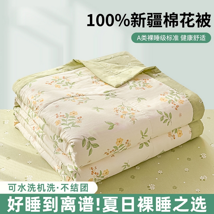 91家纺网 家纺一手货源 找家纺 （总）蓝雀翎 2025新款全棉印花新疆棉花夏被