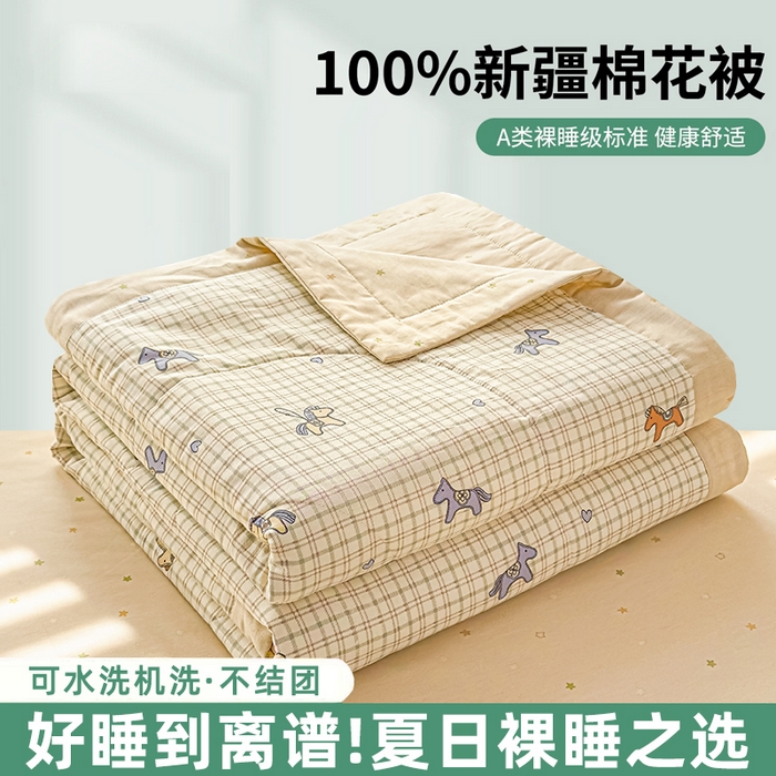 91家纺网 家纺一手货源 找家纺 （总）蓝雀翎 2025新款全棉印花新疆棉花夏被