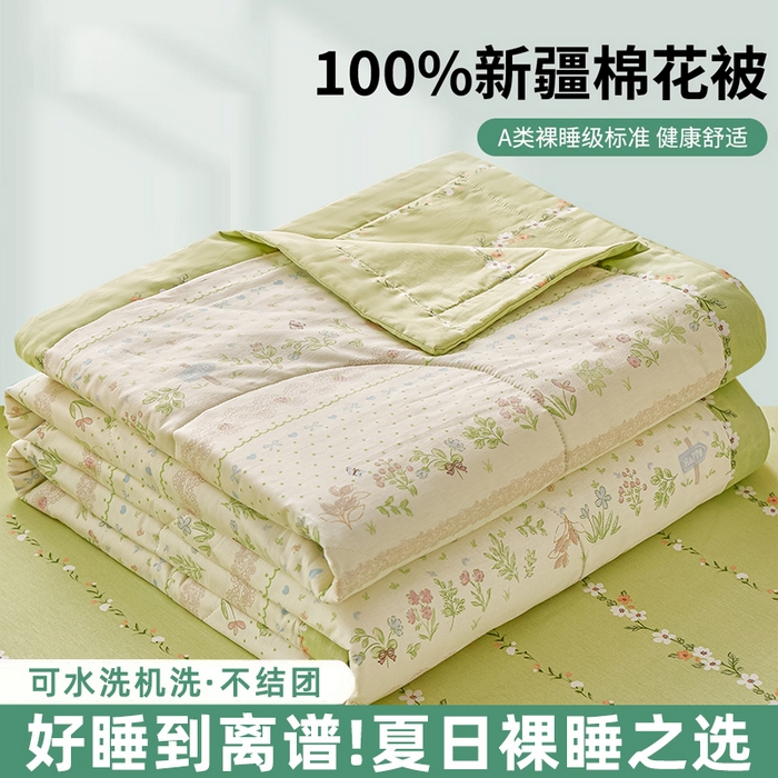 蓝雀翎 2025新款全棉印花新疆棉花夏被 丛林夏梦