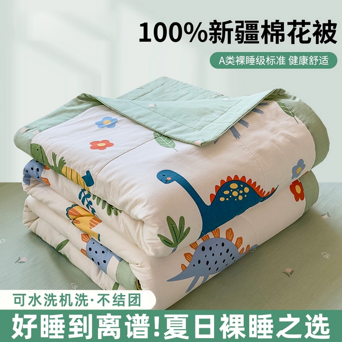 蓝雀翎 2025新款全棉印花新疆棉花夏被 恐龙谷