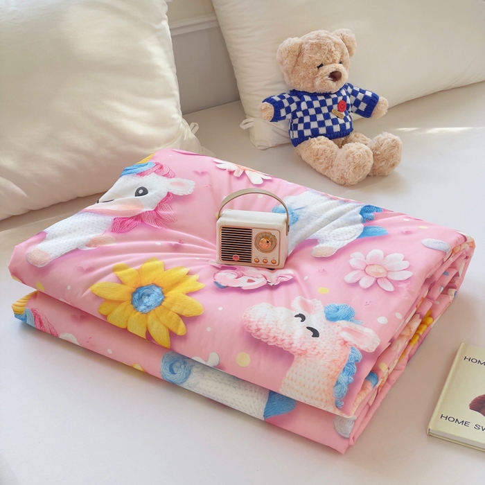 91家纺网 家纺一手货源 找家纺 （总）默忆 2026新款直播热款5D数码凉感冰丝夏被