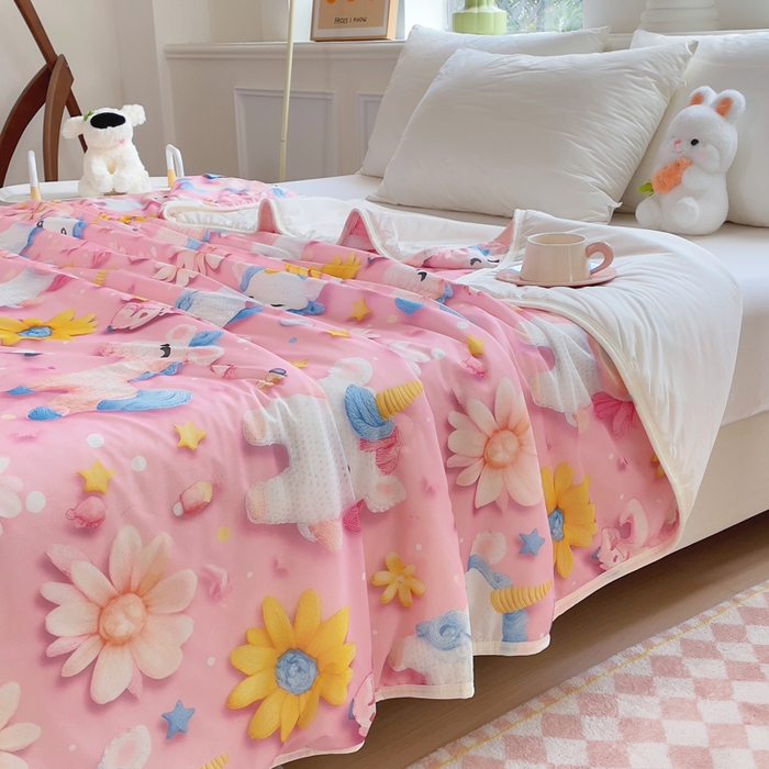 91家纺网 家纺一手货源 找家纺 默忆 2026新款直播热款5D数码凉感冰丝夏被 小飞马