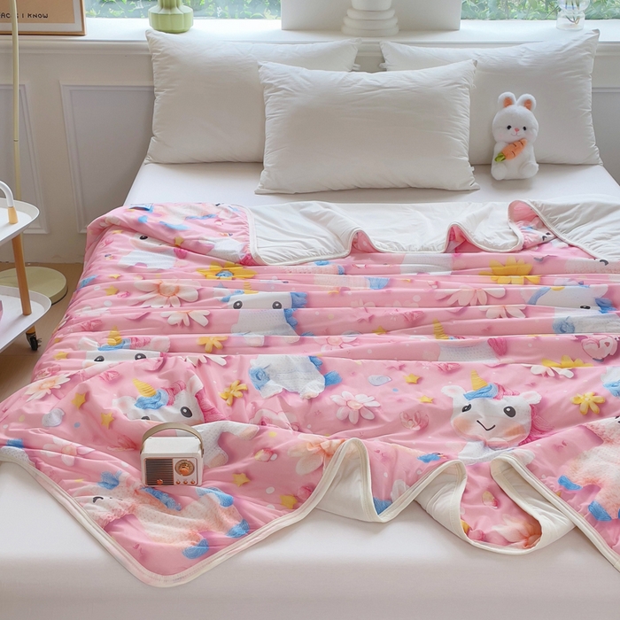 91家纺网 家纺一手货源 找家纺 默忆 2026新款直播热款5D数码凉感冰丝夏被 小飞马