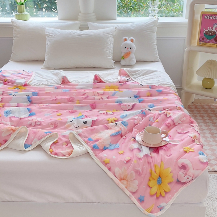 91家纺网 家纺一手货源 找家纺 默忆 2026新款直播热款5D数码凉感冰丝夏被 小飞马