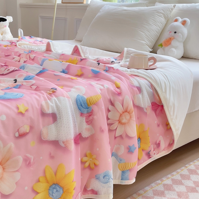 91家纺网 家纺一手货源 找家纺 默忆 2026新款直播热款5D数码凉感冰丝夏被 小飞马