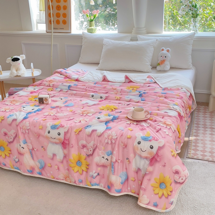 91家纺网 家纺一手货源 找家纺 默忆 2026新款直播热款5D数码凉感冰丝夏被 小飞马